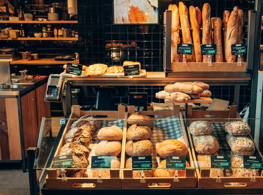 Sample photo: freshly baked breads and pastries on shelves