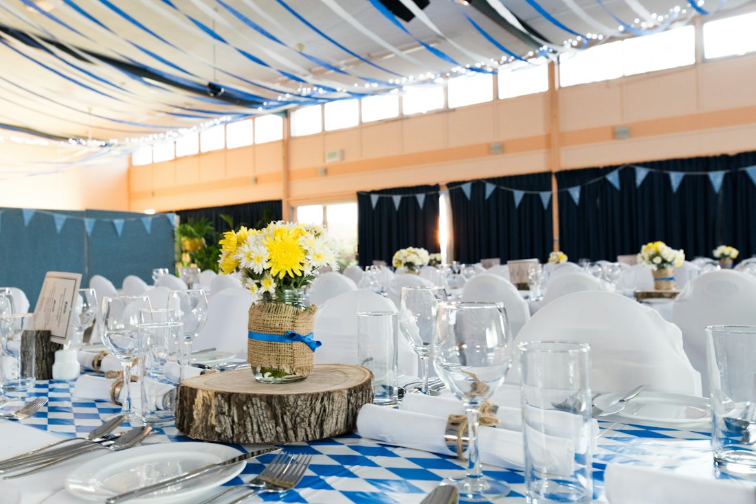 Sample photo: a private room set up with tables and flowers